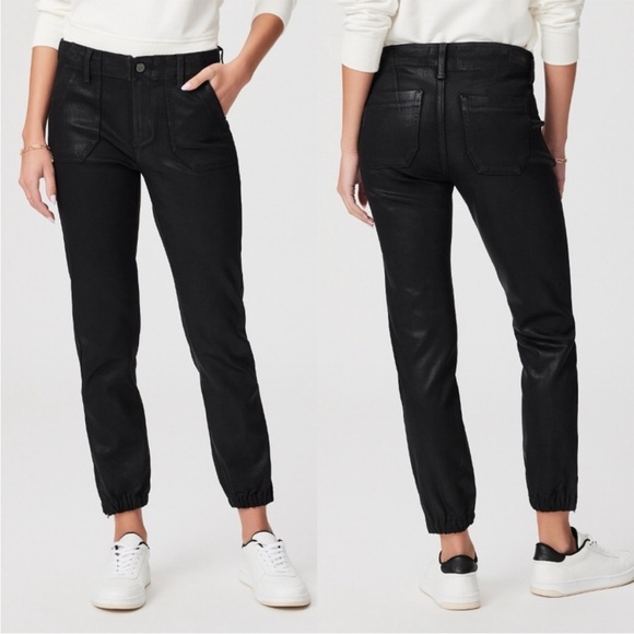 Paige Mayslie Jogger Pants Luxe Coating black fog 26 - Picture 3 of 15